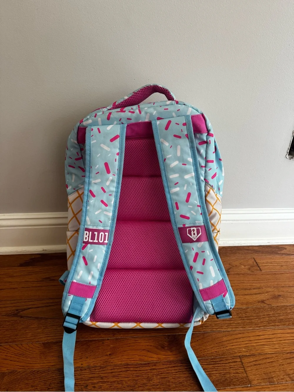 Drippy Ice Cream Sprinkles Backpack - Light Blue & Pink